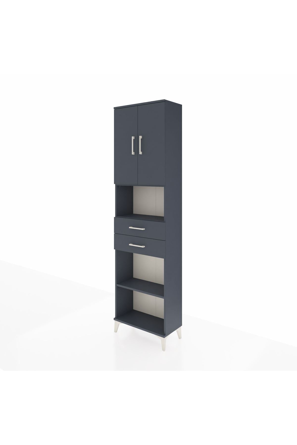 Arges Dolap 4 Raflı 2 Çekmeceli 2 Kapaklı 60x30x221 Antrasit-Antrasit
