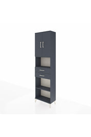 Arges Dolap 4 Raflı 2 Çekmeceli 2 Kapaklı 60x30x221 Antrasit-Antrasit