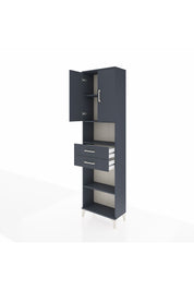 Arges Dolap 4 Raflı 2 Çekmeceli 2 Kapaklı 60x30x221 Antrasit-Antrasit