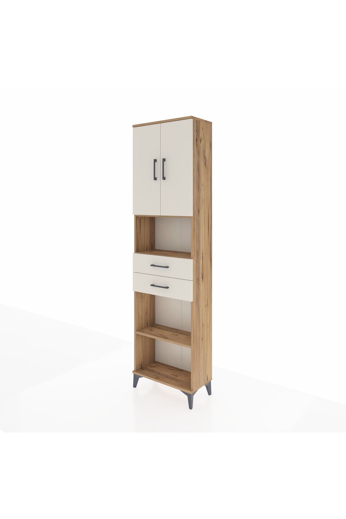 Arges Dolap 4 Raflı 2 Çekmeceli 2 Kapaklı 60x30x221 Çam-Aytaşı