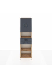 Arges Dolap 4 Raflı 2 Çekmeceli 2 Kapaklı 60x30x221 Çam-Antrasit