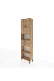 Arges Dolap 4 Raflı 2 Çekmeceli 2 Kapaklı 60x30x221 Çam-Çam