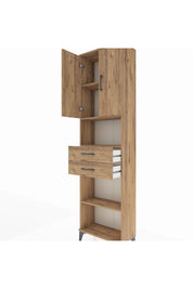 Arges Dolap 4 Raflı 2 Çekmeceli 2 Kapaklı 60x30x221 Çam-Çam