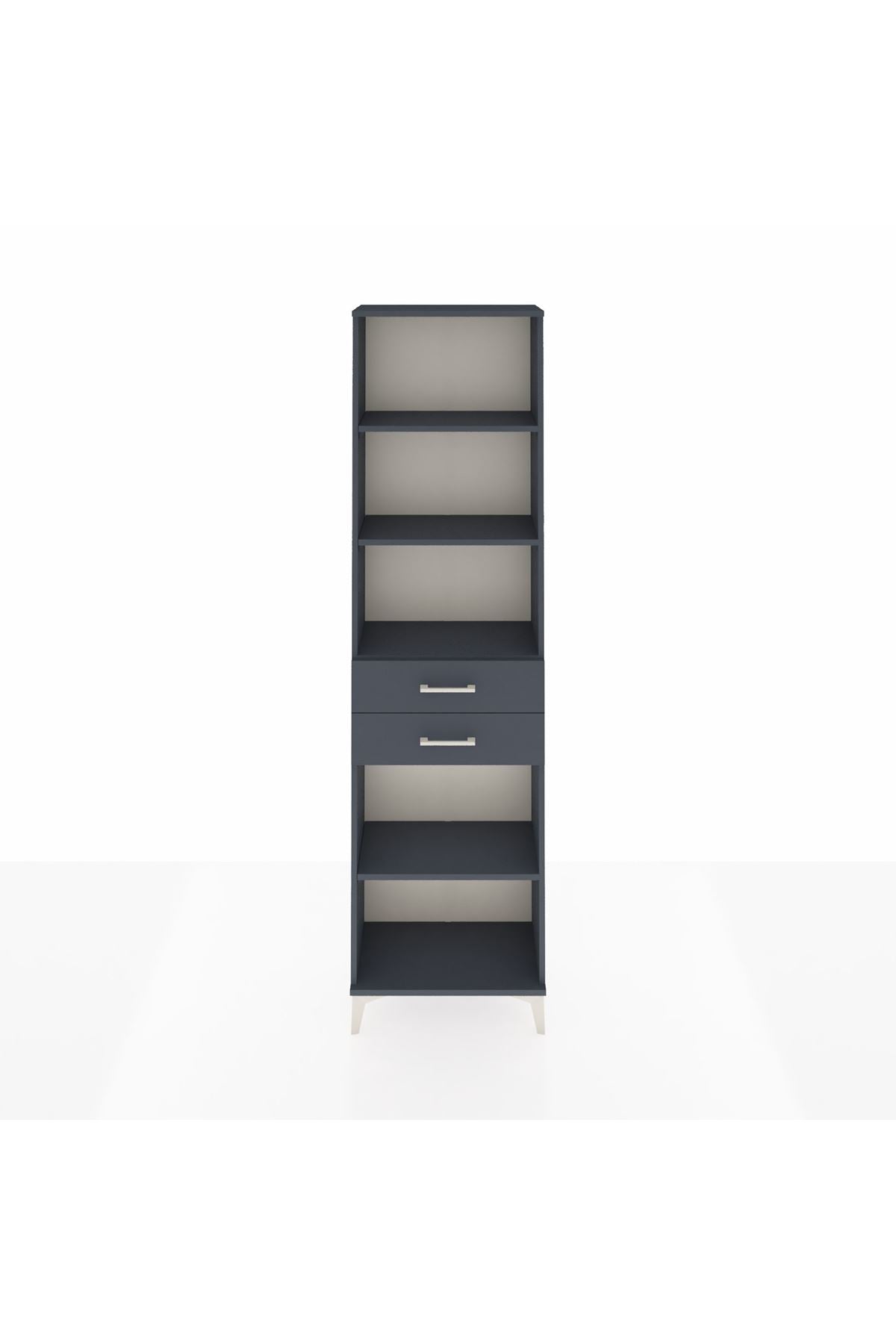 Arges Dolap 4 Raflı 2 Çekmeceli 60x30x221 Antrasit-Antrasit