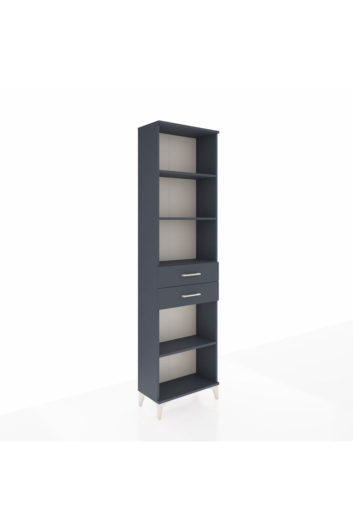 Arges Dolap 4 Raflı 2 Çekmeceli 60x30x221 Antrasit-Antrasit