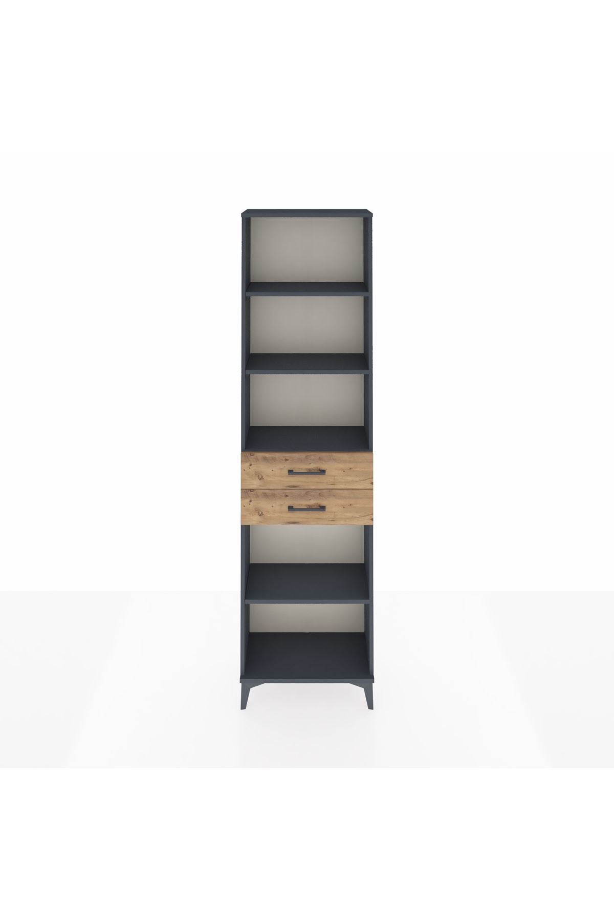 Arges Dolap 4 Raflı 2 Çekmeceli 60x30x221 Antrasit-Çam