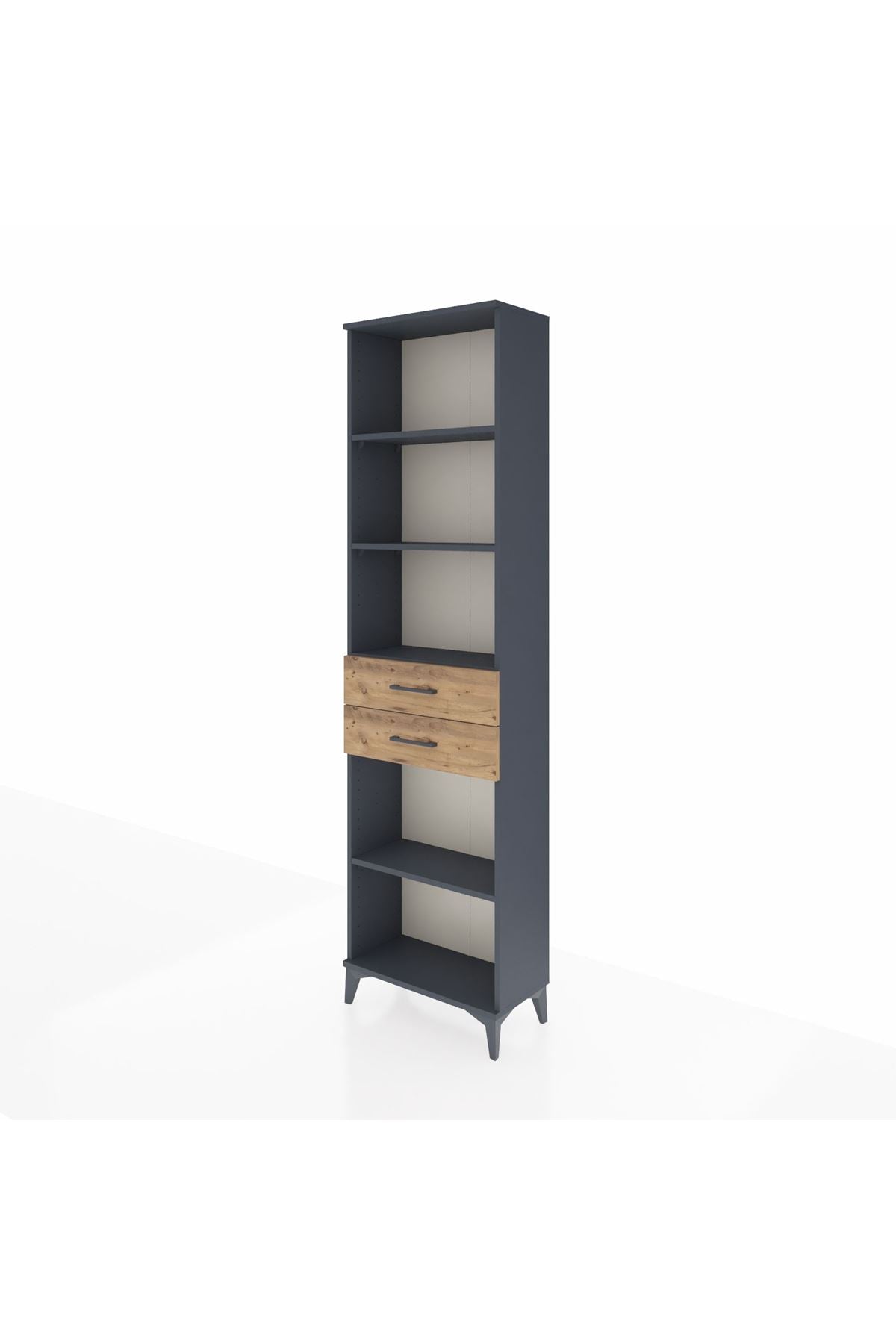 Arges Dolap 4 Raflı 2 Çekmeceli 60x30x221 Antrasit-Çam