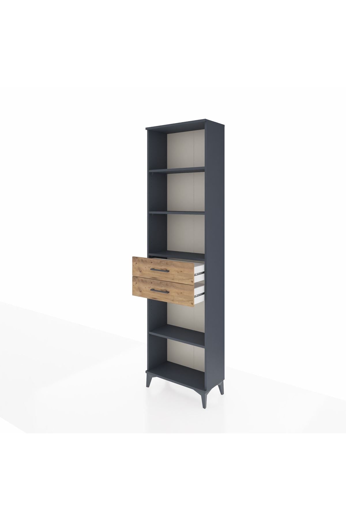 Arges Dolap 4 Raflı 2 Çekmeceli 60x30x221 Antrasit-Çam