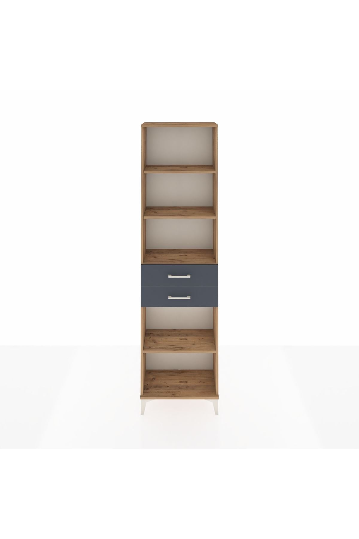 Arges Dolap 4 Raflı 2 Çekmeceli 60x30x221 Çam-Antrasit