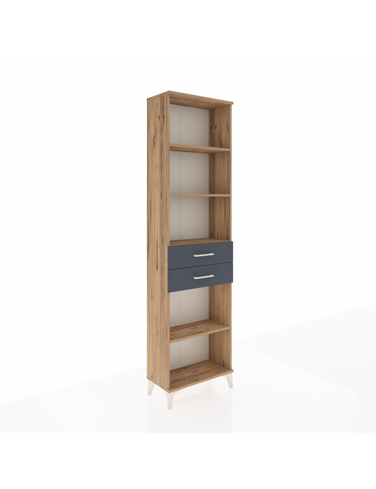 Arges Dolap 4 Raflı 2 Çekmeceli 60x30x221 Çam-Antrasit