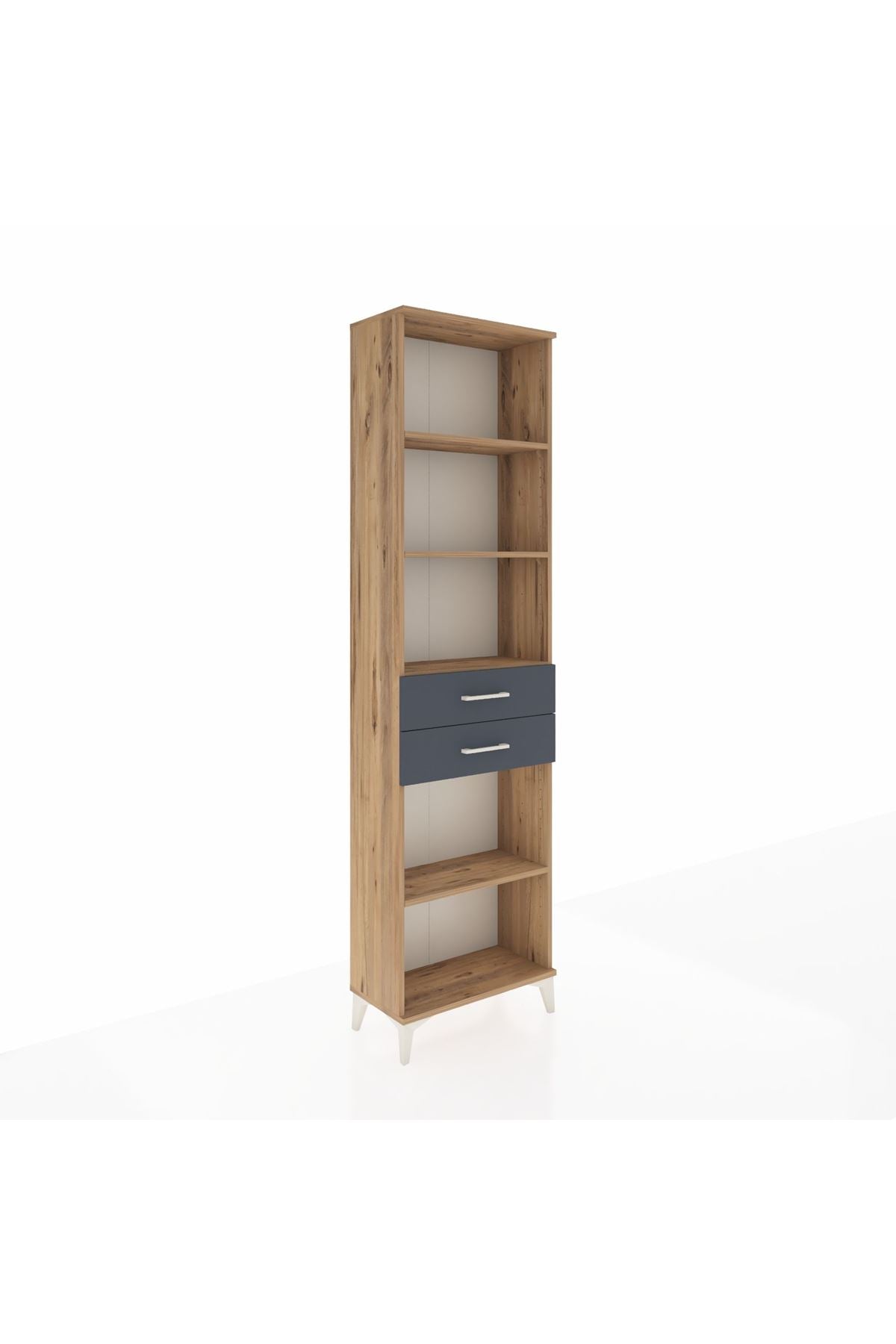 Arges Dolap 4 Raflı 2 Çekmeceli 60x30x221 Çam-Antrasit