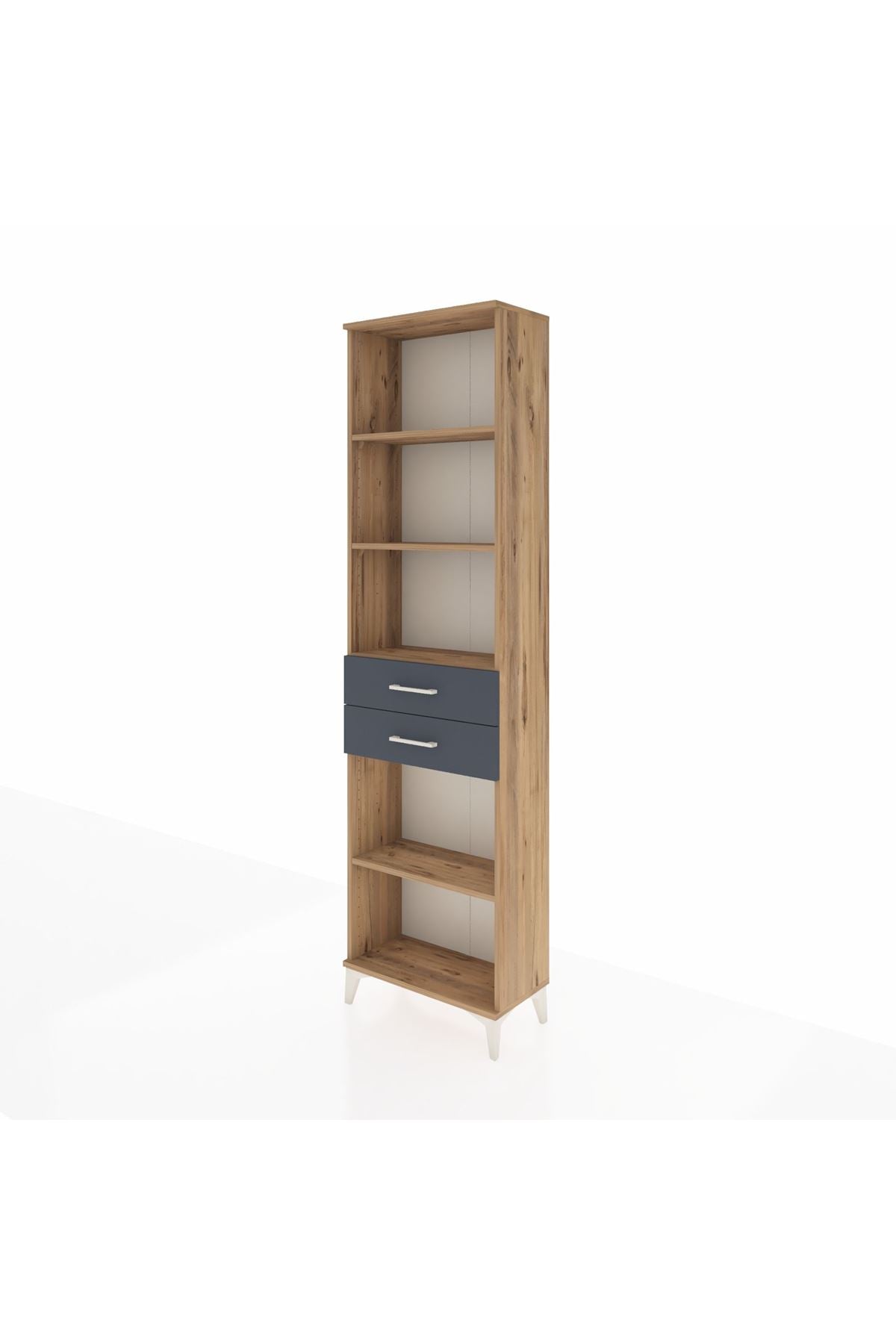 Arges Dolap 4 Raflı 2 Çekmeceli 60x30x221 Çam-Antrasit