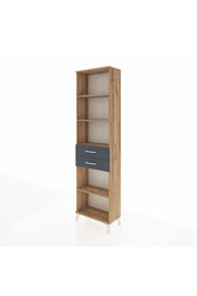 Arges Dolap 4 Raflı 2 Çekmeceli 60x30x221 Çam-Antrasit