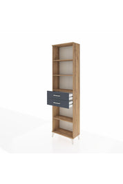 Arges Dolap 4 Raflı 2 Çekmeceli 60x30x221 Çam-Antrasit