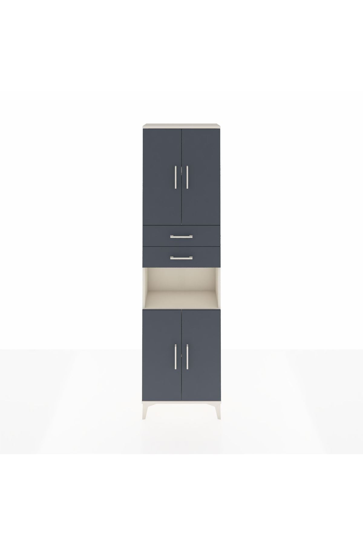 Arges Dolap 4 Raflı 2 Çekmeceli 4 Kapaklı 60x30x221 Aytaşı-Antrasit