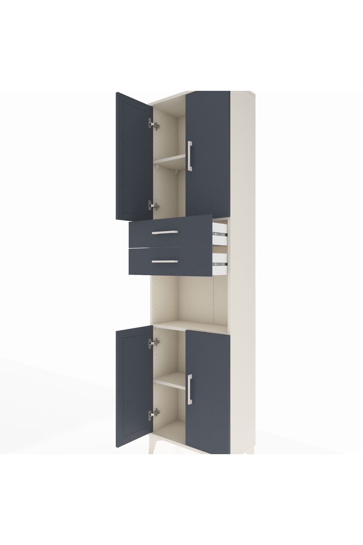 Arges Dolap 4 Raflı 2 Çekmeceli 4 Kapaklı 60x30x221 Aytaşı-Antrasit