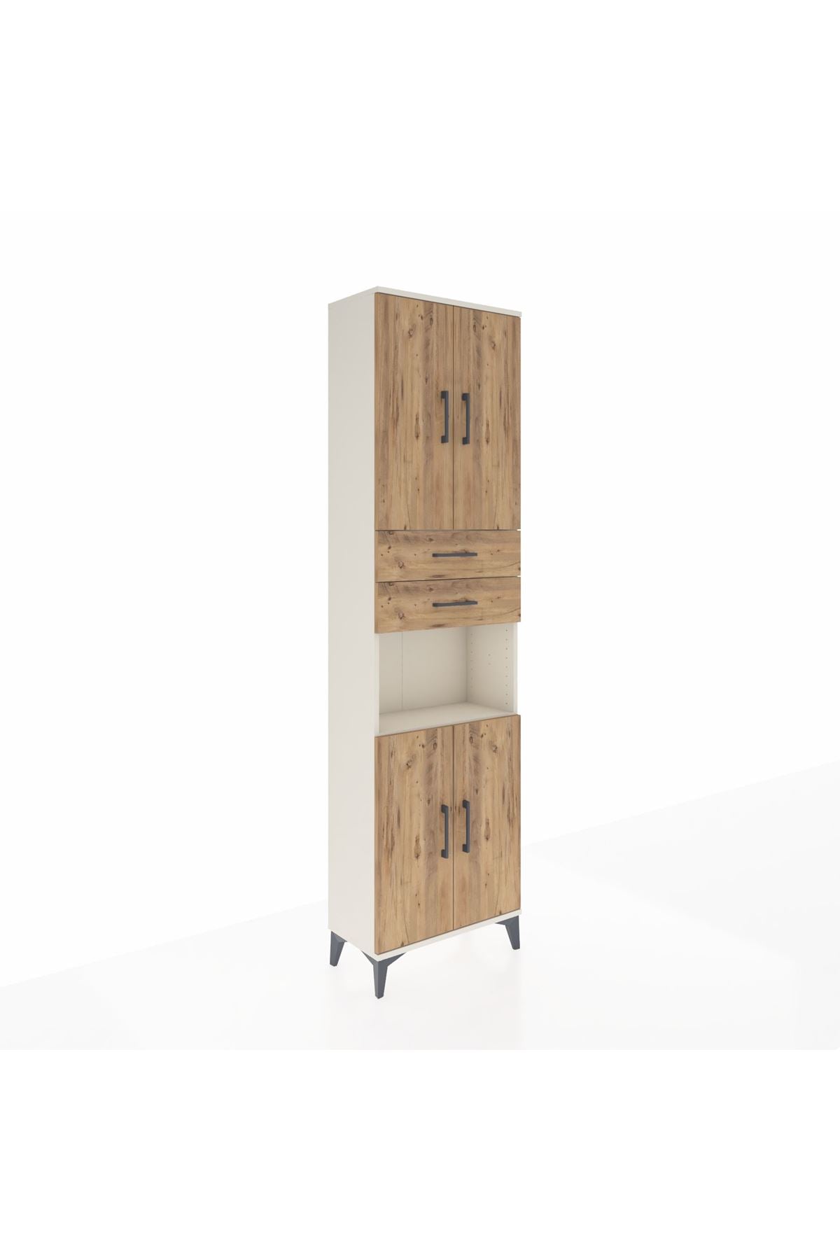 Arges Dolap 4 Raflı 2 Çekmeceli 4 Kapaklı 60x30x221 Aytaşı-Çam