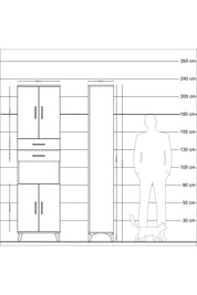 Arges Dolap 4 Raflı 2 Çekmeceli 4 Kapaklı 60x30x221 Aytaşı-Çam