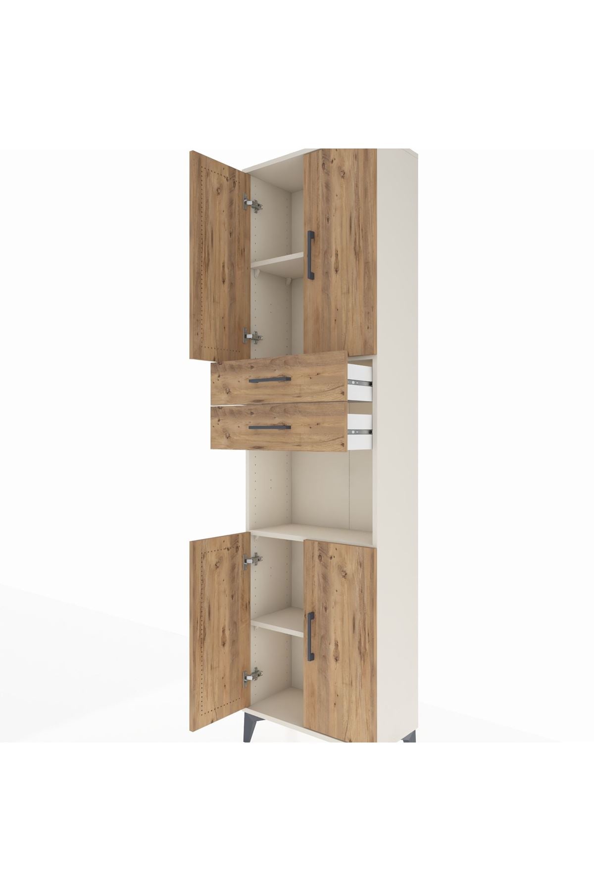 Arges Dolap 4 Raflı 2 Çekmeceli 4 Kapaklı 60x30x221 Aytaşı-Çam