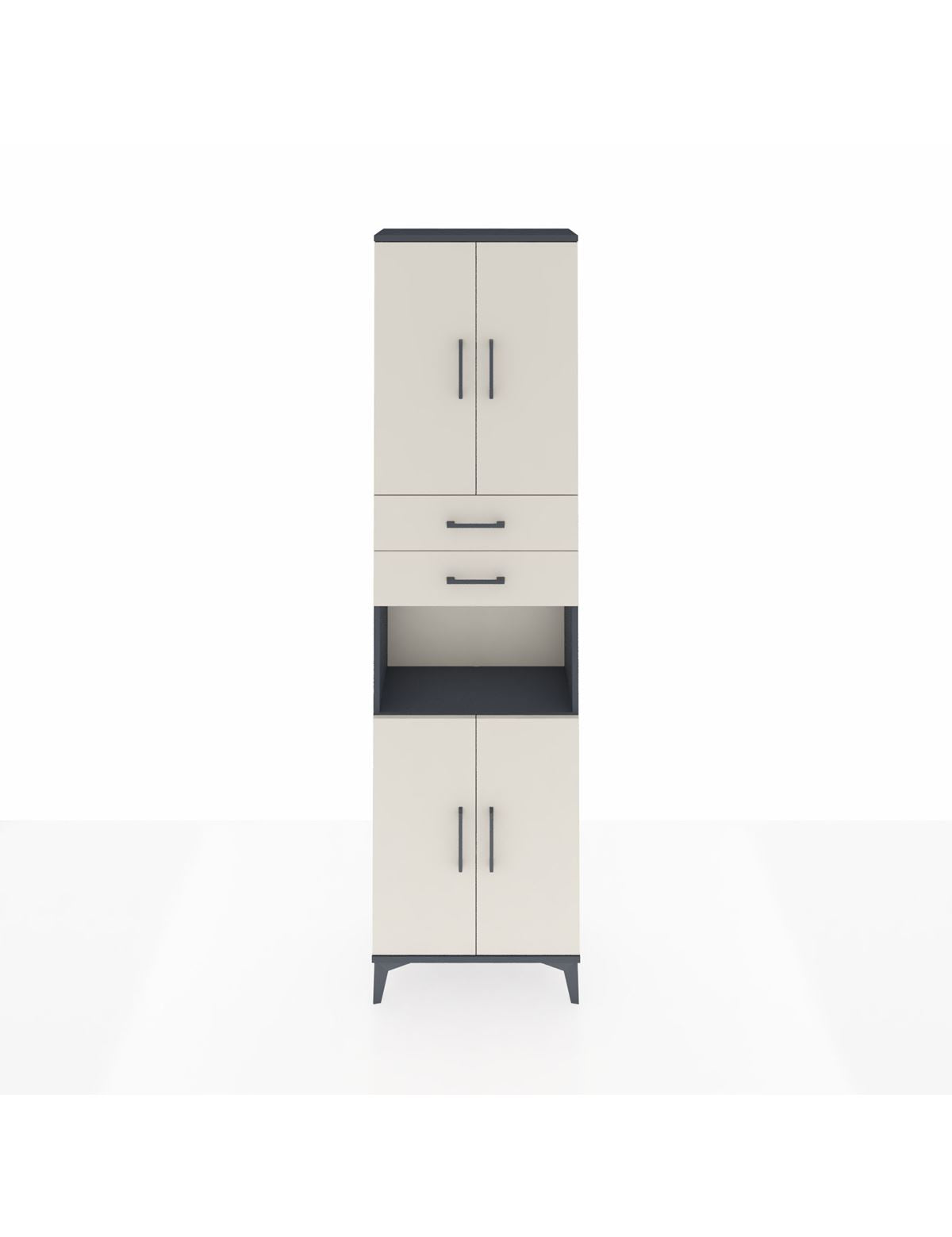 Arges Dolap 4 Raflı 2 Çekmeceli 4 Kapaklı 60x30x221 Antrasit-Aytaşı