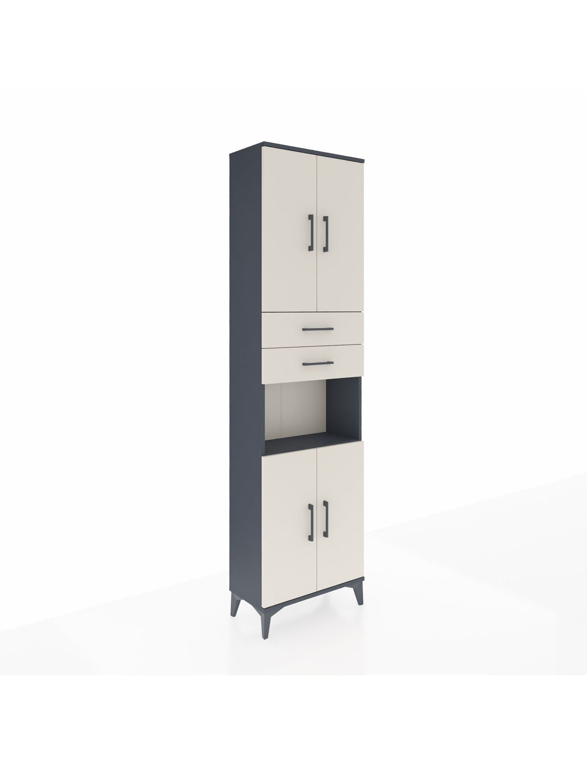 Arges Dolap 4 Raflı 2 Çekmeceli 4 Kapaklı 60x30x221 Antrasit-Aytaşı