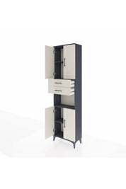 Arges Dolap 4 Raflı 2 Çekmeceli 4 Kapaklı 60x30x221 Antrasit-Aytaşı