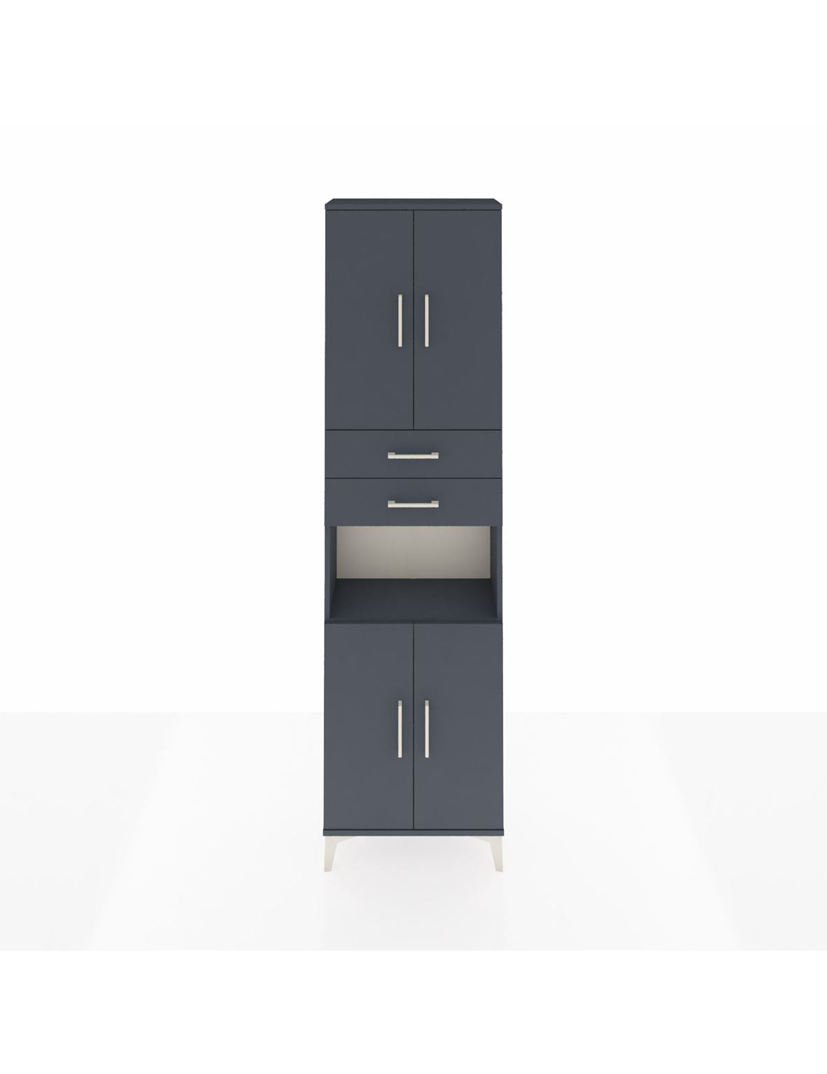Arges Dolap 4 Raflı 2 Çekmeceli 4 Kapaklı 60x30x221 Antrasit-Antrasit
