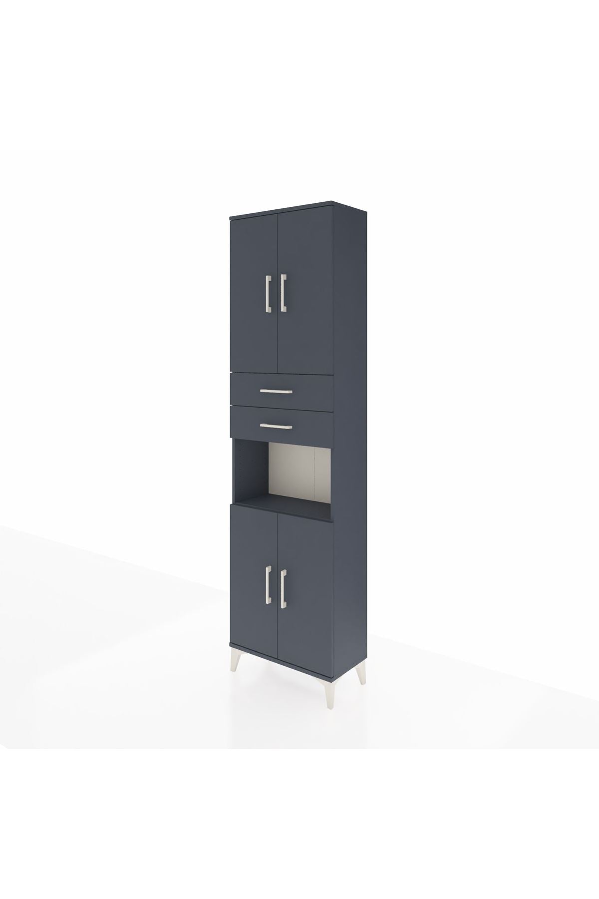 Arges Dolap 4 Raflı 2 Çekmeceli 4 Kapaklı 60x30x221 Antrasit-Antrasit