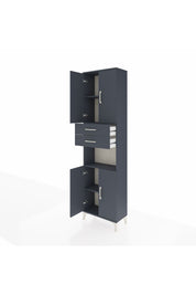 Arges Dolap 4 Raflı 2 Çekmeceli 4 Kapaklı 60x30x221 Antrasit-Antrasit