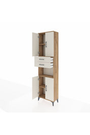 Arges Dolap 4 Raflı 2 Çekmeceli 4 Kapaklı 60x30x221 Çam-Aytaşı