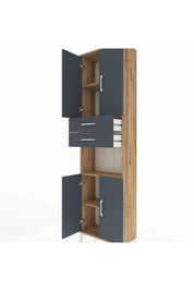 Arges Dolap 4 Raflı 2 Çekmeceli 4 Kapaklı 60x30x221 Çam-Antrasit