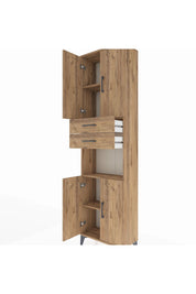 Arges Dolap 4 Raflı 2 Çekmeceli 4 Kapaklı 60x30x221 Çam-Çam