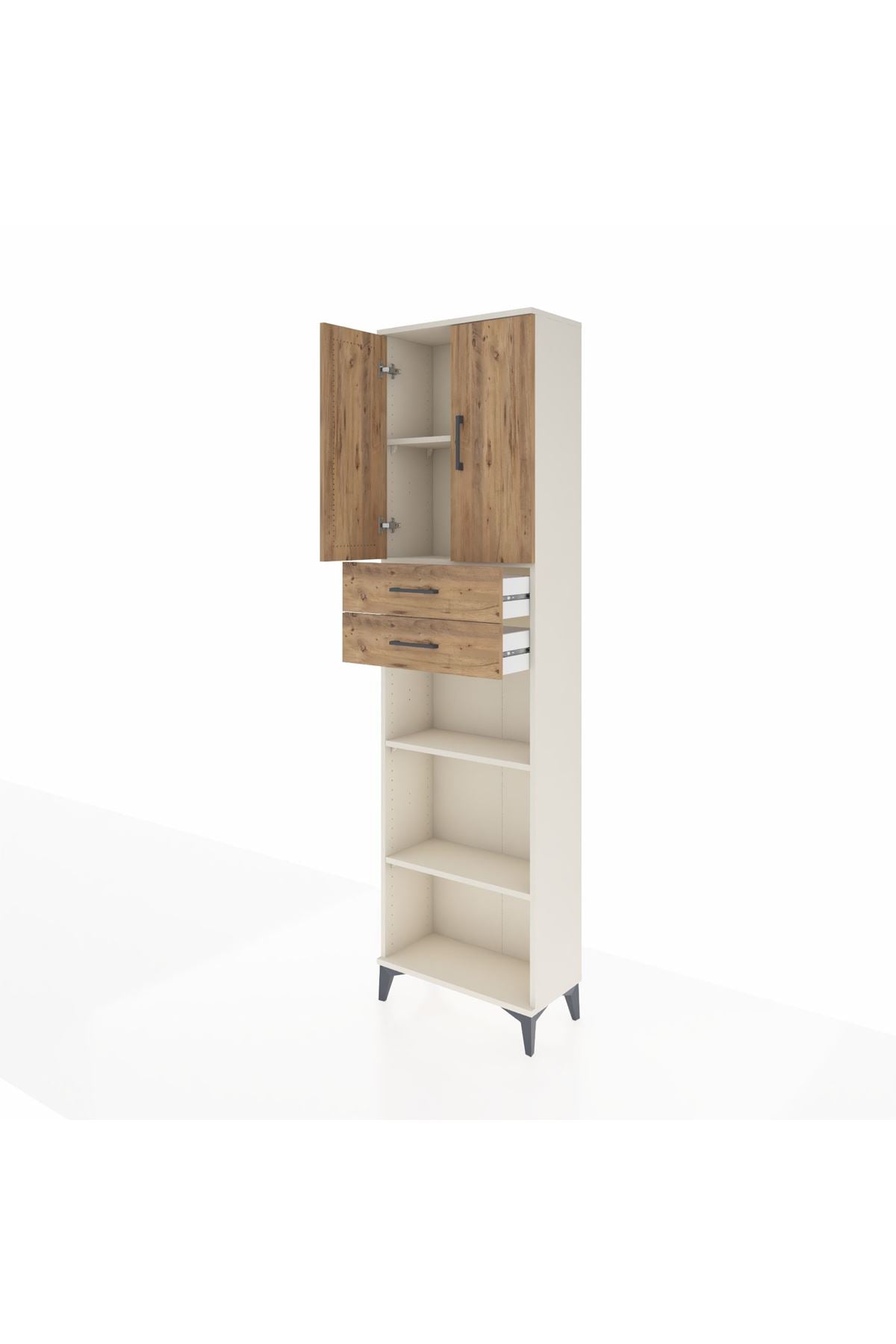 Arges Dolap 4 Raflı 2 Çekmeceli 2 Kapaklı 60x30x221 Aytaşı-Çam