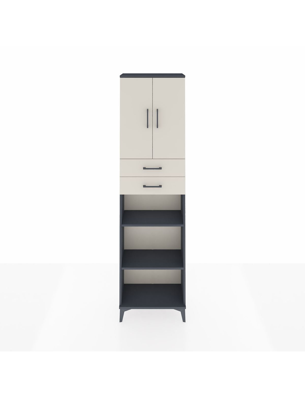 Arges Dolap 4 Raflı 2 Çekmeceli 2 Kapaklı 60x30x221 Antrasit-Aytaşı