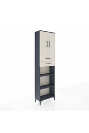 Arges Dolap 4 Raflı 2 Çekmeceli 2 Kapaklı 60x30x221 Antrasit-Aytaşı