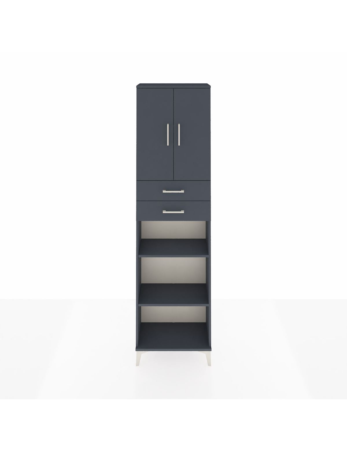 Arges Dolap 4 Raflı 2 Çekmeceli 2 Kapaklı 60x30x221 Antrasit-Antrasit