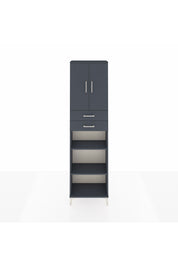 Arges Dolap 4 Raflı 2 Çekmeceli 2 Kapaklı 60x30x221 Antrasit-Antrasit