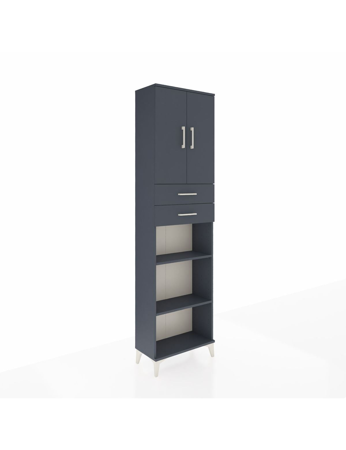 Arges Dolap 4 Raflı 2 Çekmeceli 2 Kapaklı 60x30x221 Antrasit-Antrasit