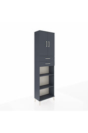 Arges Dolap 4 Raflı 2 Çekmeceli 2 Kapaklı 60x30x221 Antrasit-Antrasit