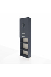Arges Dolap 4 Raflı 2 Çekmeceli 2 Kapaklı 60x30x221 Antrasit-Antrasit