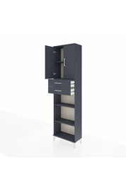 Arges Dolap 4 Raflı 2 Çekmeceli 2 Kapaklı 60x30x221 Antrasit-Antrasit