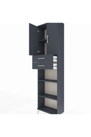 Arges Dolap 4 Raflı 2 Çekmeceli 2 Kapaklı 60x30x221 Antrasit-Antrasit