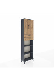 Arges Dolap 4 Raflı 2 Çekmeceli 2 Kapaklı 60x30x221 Antrasit-Çam