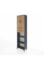 Arges Dolap 4 Raflı 2 Çekmeceli 2 Kapaklı 60x30x221 Antrasit-Çam