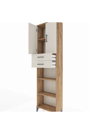 Arges Dolap 4 Raflı 2 Çekmeceli 2 Kapaklı 60x30x221 Çam-Aytaşı