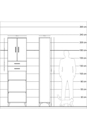 Arges Dolap 4 Raflı 2 Çekmeceli 2 Kapaklı 60x30x221 Çam-Aytaşı