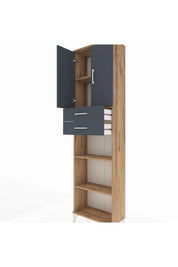 Arges Dolap 4 Raflı 2 Çekmeceli 2 Kapaklı 60x30x221 Çam-Antrasit