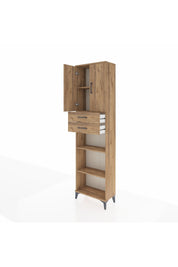 Arges Dolap 4 Raflı 2 Çekmeceli 2 Kapaklı 60x30x221 Çam-Çam