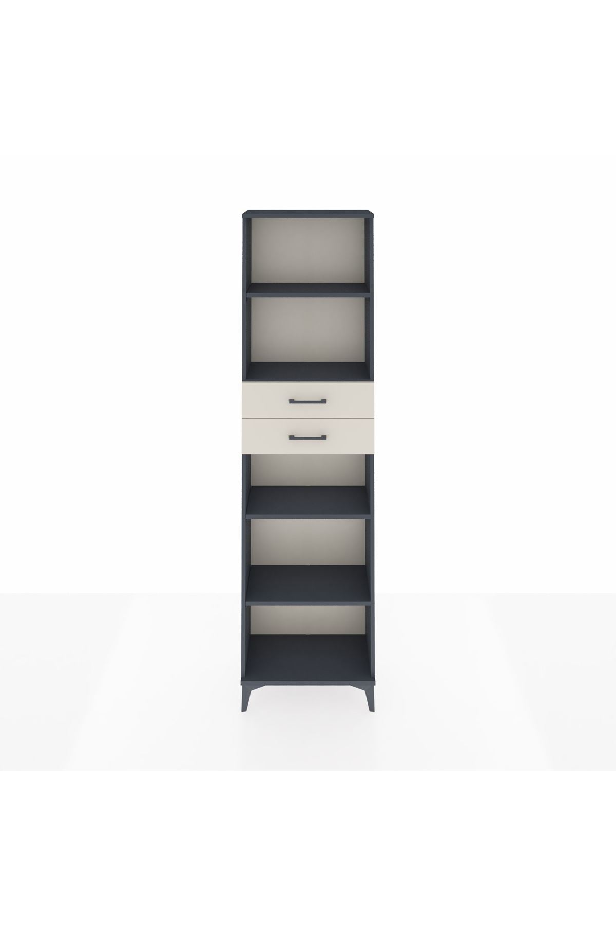 Arges Dolap 4 Raflı 2 Çekmeceli 60x30x221 Antrasit-Aytaşı