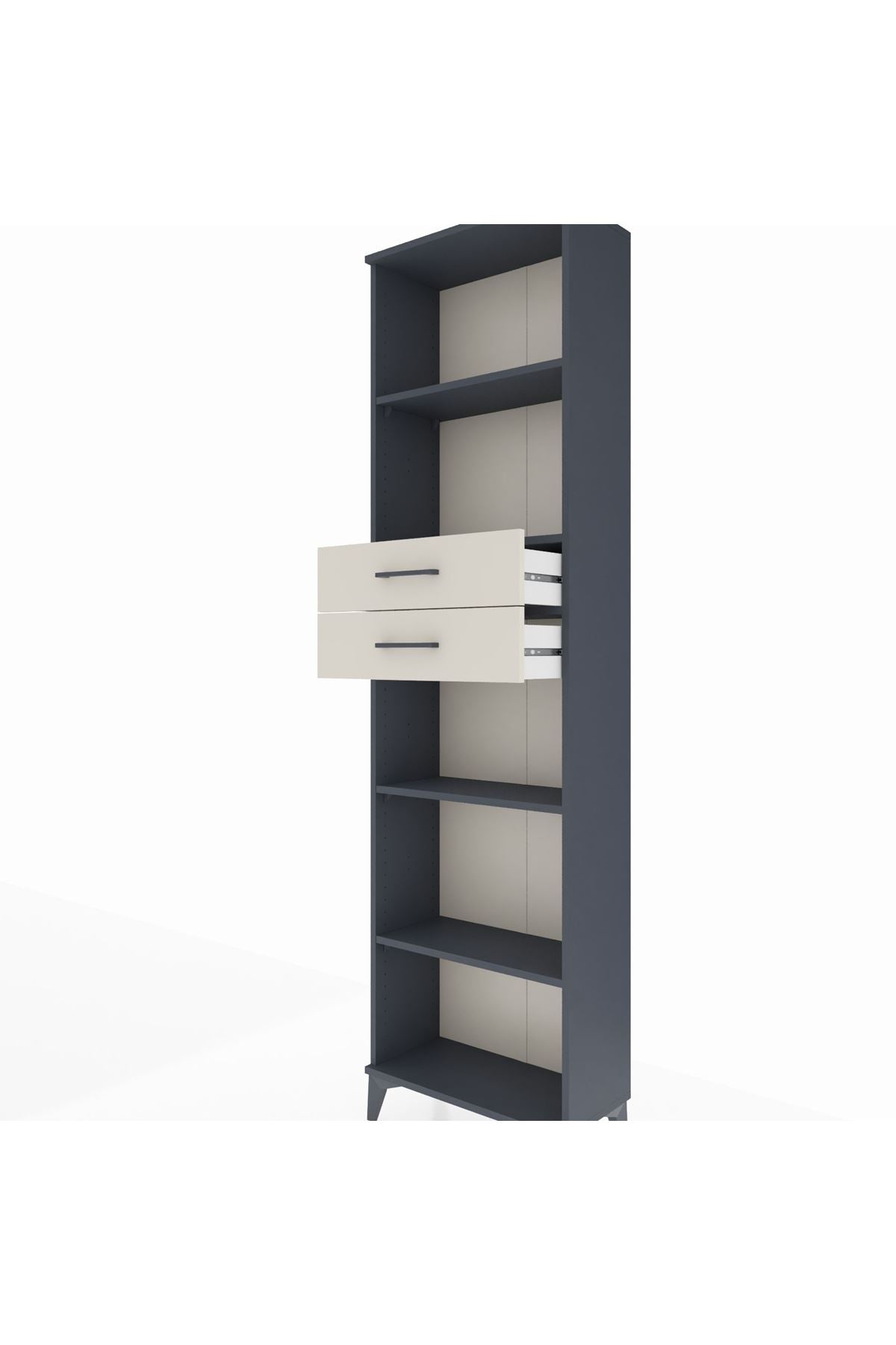 Arges Dolap 4 Raflı 2 Çekmeceli 60x30x221 Antrasit-Aytaşı